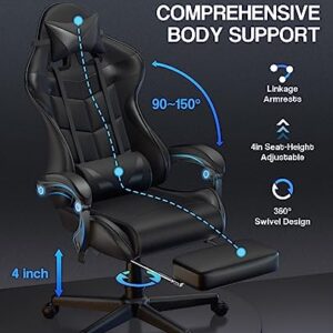 Soontrans Chaise Gaming Racing: Fauteuil Massant avec Soutien Lombaire Noir