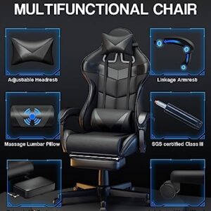 Soontrans Chaise Gaming Racing: Fauteuil Massant avec Soutien Lombaire Noir