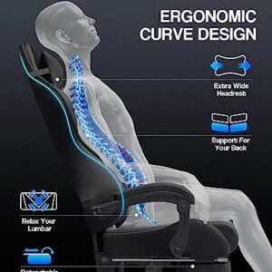 Soontrans Chaise Gaming Racing: Fauteuil Massant avec Soutien Lombaire Noir