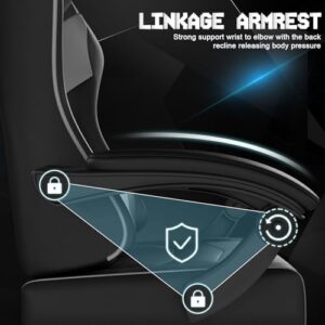 TRIUMPHKEY Chaise Gaming Ergonomique Noir Gris, Réglable avec Massage et Repose-Pieds