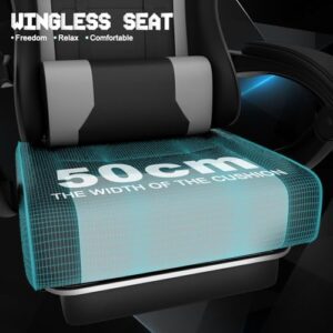 TRIUMPHKEY Chaise Gaming Ergonomique Noir Gris, Réglable avec Massage et Repose-Pieds