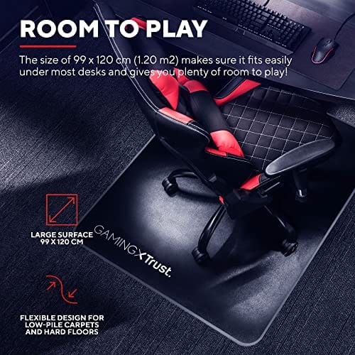 Tapis de Chaise Trust Gaming GXT 715 – 99×120 cm, Noir, Résistant