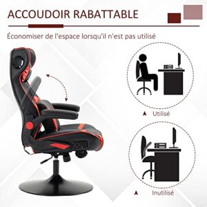 Vinsetto Chaise de Gaming Ergonomique Noir et Rouge avec Haut-parleurs intégrés