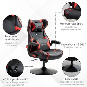 Vinsetto Chaise de Gaming Ergonomique Noir et Rouge avec Haut-parleurs intégrés