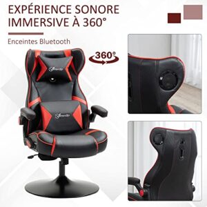 Vinsetto Chaise de Gaming Ergonomique Noir et Rouge avec Haut-parleurs intégrés