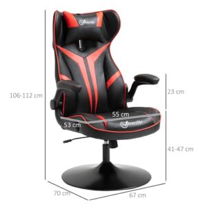 Vinsetto Fauteuil Gamer Ergonomique 360° Rouge et Noir, Hauteur Réglable