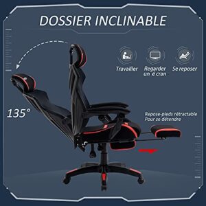 Vinsetto Fauteuil de Bureau Ergonomique avec Repose-Pieds et Support Lombaire