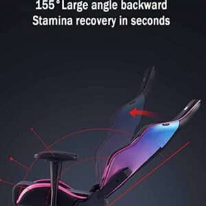 WHOJA Fauteuil Gamer 155° avec Support Lombaire en Faux Cuir – Rose Noir