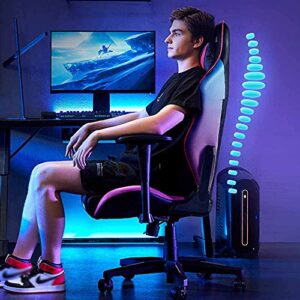 WHOJA Fauteuil Gamer 155° avec Support Lombaire en Faux Cuir – Rose Noir