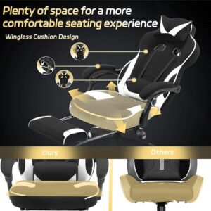 WOLTU Chaise Gaming Ergonomique Noir et Blanc pour Personnes Lourdes