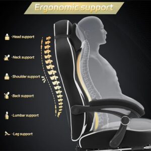 WOLTU Chaise Gaming Ergonomique Noir et Blanc pour Personnes Lourdes