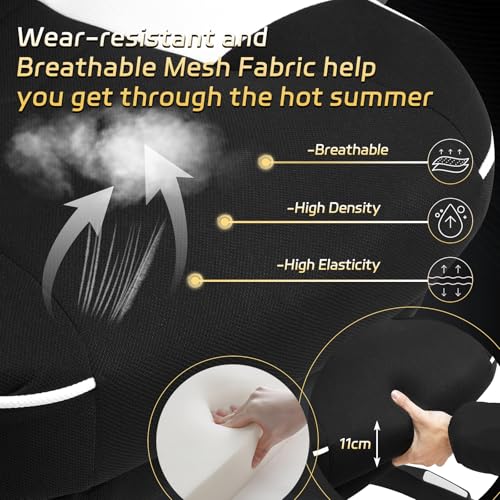 WOLTU Chaise Gaming Ergonomique Noir et Blanc pour Personnes Lourdes