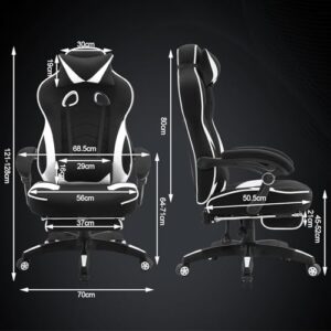 WOLTU Chaise Gaming Ergonomique Noir et Blanc pour Personnes Lourdes