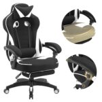 WOLTU Chaise Gaming Ergonomique Noir et Blanc pour Personnes Lourdes