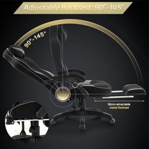 WOLTU Fauteuil Gaming Ergonomique Noir et Gris pour Grande Taille