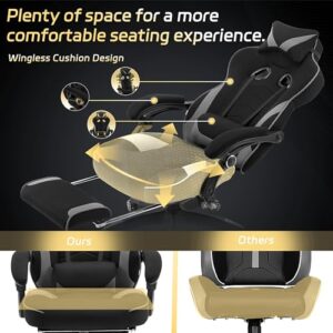 WOLTU Fauteuil Gaming Ergonomique Noir et Gris pour Grande Taille