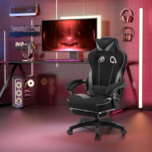 WOLTU Fauteuil Gaming Ergonomique Noir et Gris pour Grande Taille