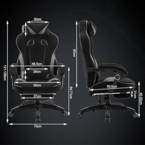WOLTU Fauteuil Gaming Ergonomique Noir et Gris pour Grande Taille