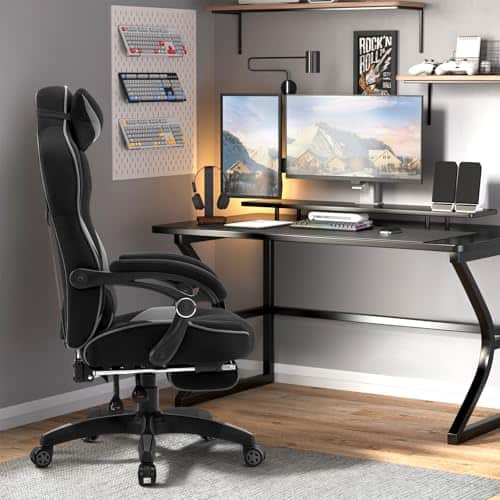 WOLTU Fauteuil Gaming Ergonomique Noir et Gris pour Grande Taille