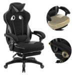 WOLTU Fauteuil Gaming Ergonomique Noir et Gris pour Grande Taille