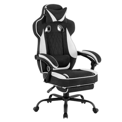 WOLTU GS03sw : Chaise Gaming Ergonomique Noir et Blanc, Tissu Respirant