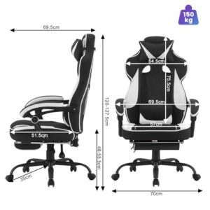WOLTU GS03sw : Chaise Gaming Ergonomique Noir et Blanc, Tissu Respirant
