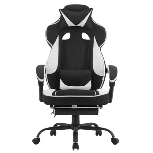 WOLTU GS03sw : Chaise Gaming Ergonomique Noir et Blanc, Tissu Respirant