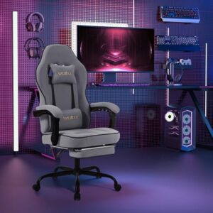 WOLTU GS11gr : Chaise Gaming Ergonomique avec Coussin, Appui-tête et Repose-Pieds