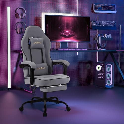 WOLTU GS11gr : Chaise Gaming Ergonomique avec Coussin, Appui-tête et Repose-Pieds