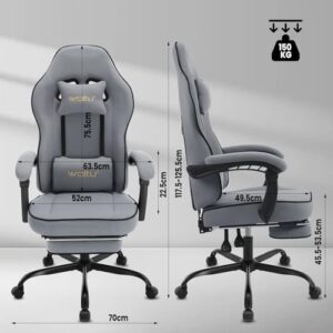 WOLTU GS11gr : Chaise Gaming Ergonomique avec Coussin, Appui-tête et Repose-Pieds
