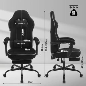 WOLTU GS11sz : Chaise Gaming Ergonomique avec Appui-tête et Repose-Pieds