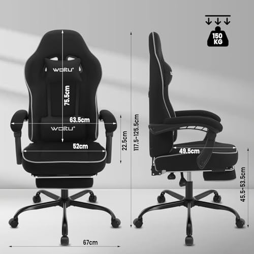 WOLTU GS11sz : Chaise Gaming Ergonomique avec Appui-tête et Repose-Pieds