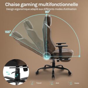 WOLTU GS13br : Chaise de Bureau Gamer Ergonomique en Similicuir Vintage