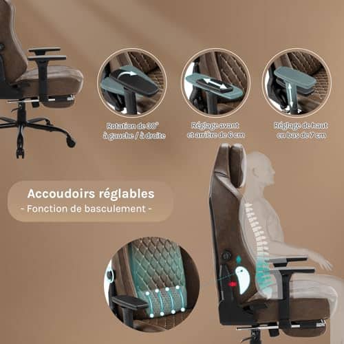 WOLTU GS13br : Chaise de Bureau Gamer Ergonomique en Similicuir Vintage