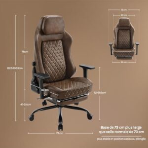 WOLTU GS13br : Chaise de Bureau Gamer Ergonomique en Similicuir Vintage