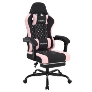 WOLTU GS15swr : Chaise Gaming Massante Ergonomique Noir + Rose, 150kg