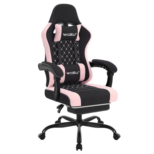 WOLTU GS15swr : Chaise Gaming Massante Ergonomique Noir + Rose, 150kg