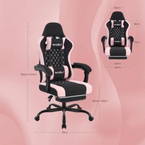WOLTU GS15swr : Chaise Gaming Massante Ergonomique Noir + Rose, 150kg