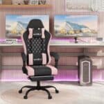 WOLTU GS15swr : Chaise Gaming Massante Ergonomique Noir + Rose, 150kg