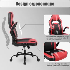 Youhauchair Chaise Gaming Ergonomique avec Accoudoirs, Support jusqu’à 150kg