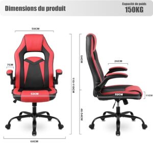 Youhauchair Chaise Gaming Ergonomique avec Accoudoirs, Support jusqu’à 150kg