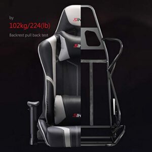 Chaises de jeu FACAI avec repose-pieds et dossier réglable, noir/gris