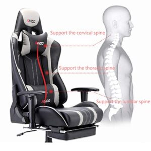 Chaises de jeu FACAI avec repose-pieds et dossier réglable, noir/gris