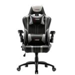 Chaises de jeu FACAI avec repose-pieds et dossier réglable, noir/gris