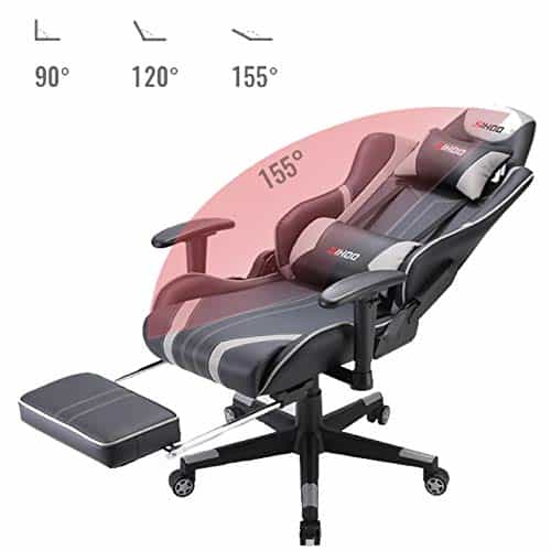 Chaises de jeu FACAI avec repose-pieds et dossier réglable, noir/gris