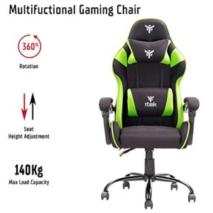 iTek RHOBUS FF10 : Fauteuil Gamer Ergonomique Noir et Vert avec Support Lombaire