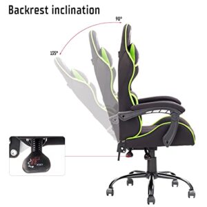 iTek RHOBUS FF10 : Fauteuil Gamer Ergonomique Noir et Vert avec Support Lombaire