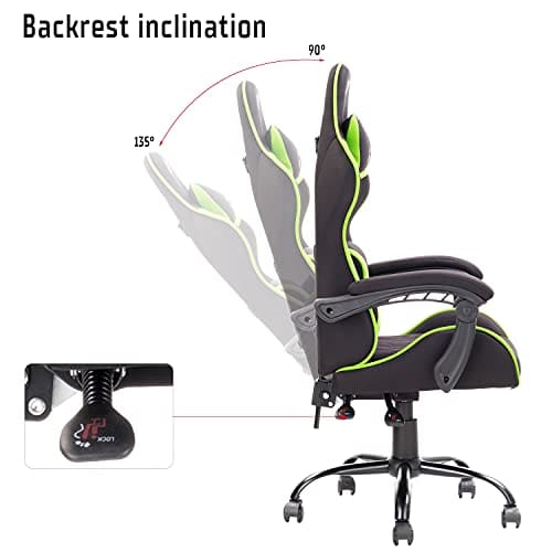 iTek RHOBUS FF10 : Fauteuil Gamer Ergonomique Noir et Vert avec Support Lombaire