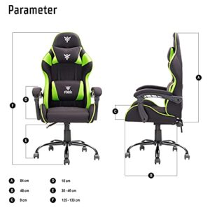 iTek RHOBUS FF10 : Fauteuil Gamer Ergonomique Noir et Vert avec Support Lombaire