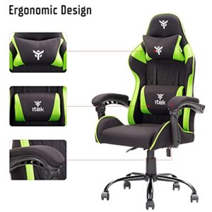 iTek RHOBUS FF10 : Fauteuil Gamer Ergonomique Noir et Vert avec Support Lombaire